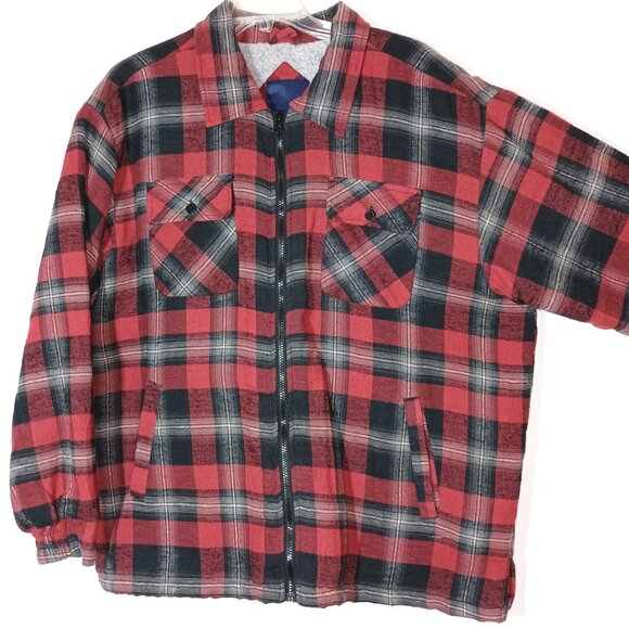 NWOT Men 2XL Winter Shacket Full Zip Thick Flannel Plaid Sherpa Fleece Lined Coz - Picture 2 of 8